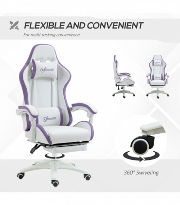 Vinsetto Racing Style Gaming Chair with Reclining Function Footrest, Purple