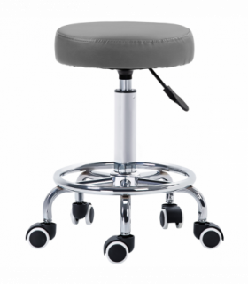 Vinsetto Round PU leather Salon Beautician Stool Adjustable Height, Grey