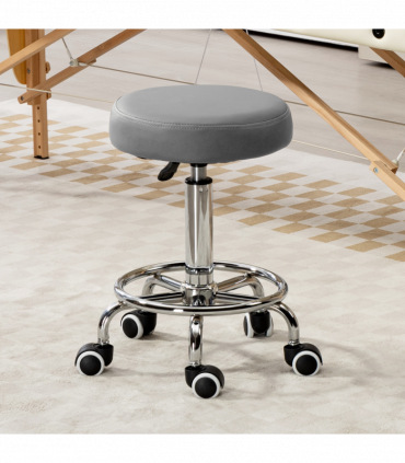 Vinsetto Round PU leather Salon Beautician Stool Adjustable Height, Grey