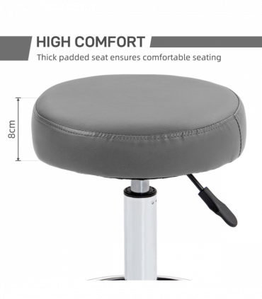 Vinsetto Round PU leather Salon Beautician Stool Adjustable Height, Grey