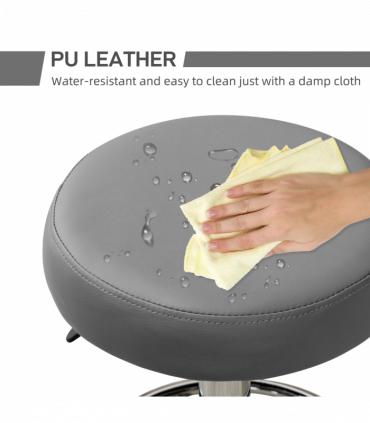 Vinsetto Round PU leather Salon Beautician Stool Adjustable Height, Grey