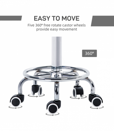 Vinsetto Round PU leather Salon Beautician Stool Adjustable Height, Grey