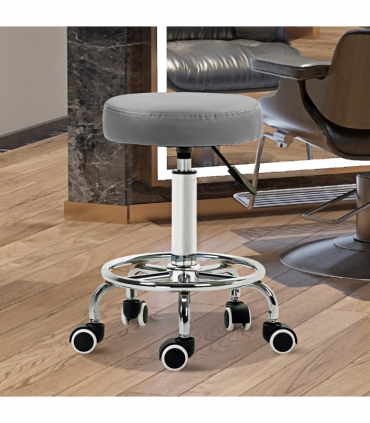 Vinsetto Round PU leather Salon Beautician Stool Adjustable Height, Grey