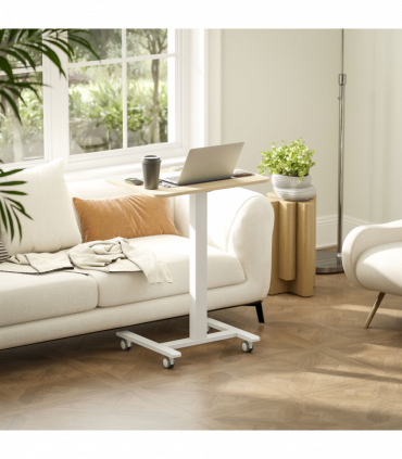 Vinsetto Standing Desk Sit Stand Desk with 4 Rolling Wheels, Natural