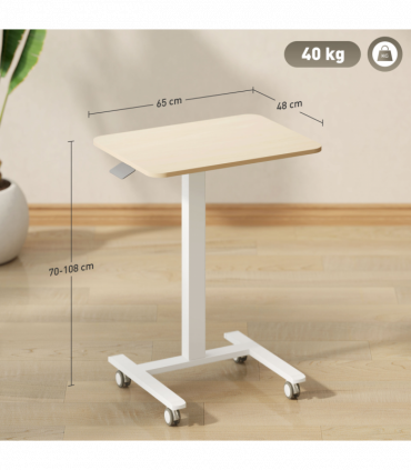 Vinsetto Standing Desk Sit Stand Desk with 4 Rolling Wheels, Natural