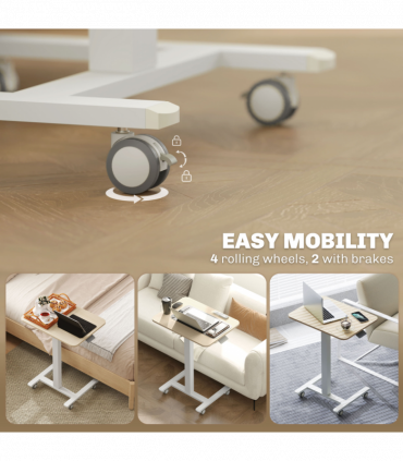 Vinsetto Standing Desk Sit Stand Desk with 4 Rolling Wheels, Natural