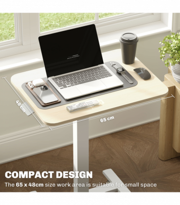 Vinsetto Standing Desk Sit Stand Desk with 4 Rolling Wheels, Natural