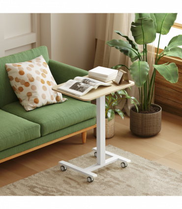 Vinsetto Standing Desk Sit Stand Desk with 4 Rolling Wheels, Natural