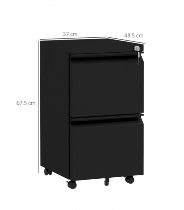 Vinsetto Steel File Cabinet with Lock Hanging Bar for Letter A4 Legal Size Black