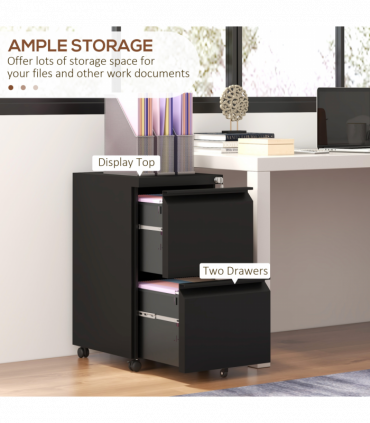 Vinsetto Steel File Cabinet with Lock Hanging Bar for Letter A4 Legal Size Black