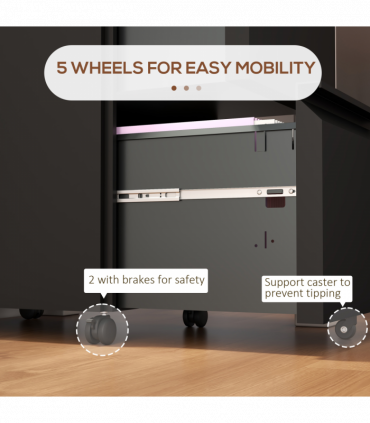 Vinsetto Steel File Cabinet with Lock Hanging Bar for Letter A4 Legal Size Black