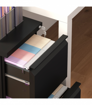 Vinsetto Steel File Cabinet with Lock Hanging Bar for Letter A4 Legal Size Black