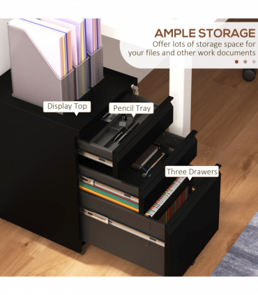 Vinsetto Steel File Cabinet with Lock and Hanging Bar for Letter A4 Legal Size