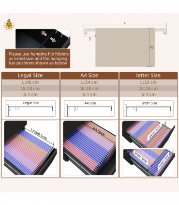 Vinsetto Steel File Cabinet with Lock and Hanging Bar for Letter A4 Legal Size