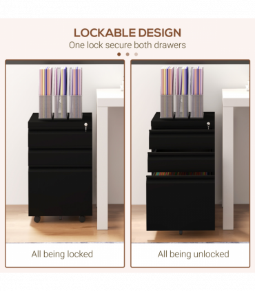 Vinsetto Steel File Cabinet with Lock and Hanging Bar for Letter A4 Legal Size