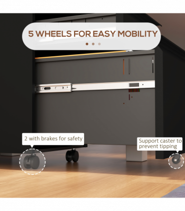 Vinsetto Steel File Cabinet with Lock and Hanging Bar for Letter A4 Legal Size