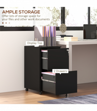 Vinsetto Steel File Cabinet with Lock and Hanging Bar for Letter A4 Legal Size