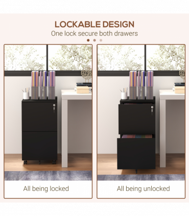 Vinsetto Steel File Cabinet with Lock and Hanging Bar for Letter A4 Legal Size