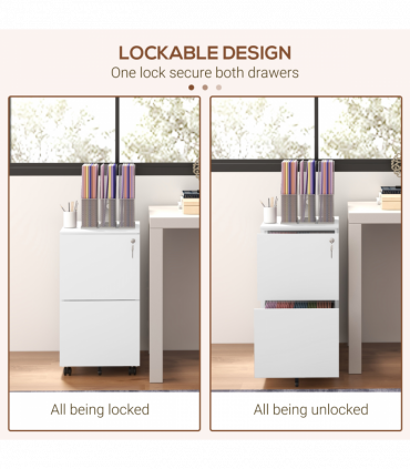 Vinsetto Steel File Cabinet with Lock and Hanging Bar for Letter A4 Legal Size