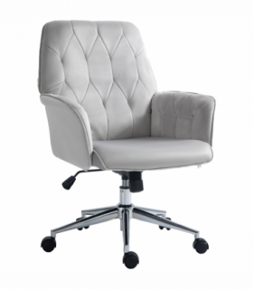 Vinsetto Swivel Computer Chair w/ Arm Modern Style Tufted Home Office Light Grey