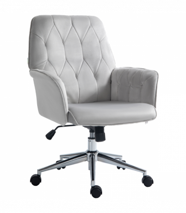 Vinsetto Swivel Computer Chair w/ Arm Modern Style Tufted Home Office Light Grey