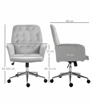 Vinsetto Swivel Computer Chair w/ Arm Modern Style Tufted Home Office Light Grey