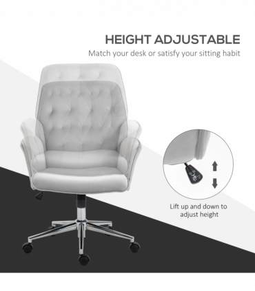 Vinsetto Swivel Computer Chair w/ Arm Modern Style Tufted Home Office Light Grey