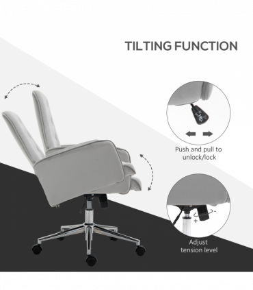 Vinsetto Swivel Computer Chair w/ Arm Modern Style Tufted Home Office Light Grey