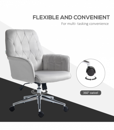 Vinsetto Swivel Computer Chair w/ Arm Modern Style Tufted Home Office Light Grey
