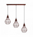 Vintage  Rustic Red 3 Head Reactangle Base Pendant Light Cord Light E27 Base Metal Brushed Fitting Vase Cage Lamp Shade