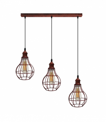 Vintage  Rustic Red 3 Head Reactangle Base Pendant Light Cord Light E27 Base Metal Brushed Fitting Vase Cage Lamp Shade