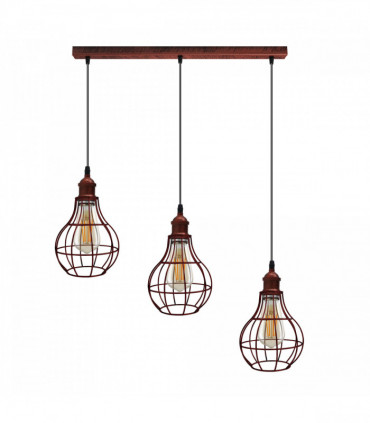 Vintage  Rustic Red 3 Head Reactangle Base Pendant Light Cord Light E27 Base Metal Brushed Fitting Vase Cage Lamp Shade