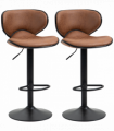 Vintage Bar Stool Set of 2 Microfiber Cloth Adjustable Height Armless Chairs