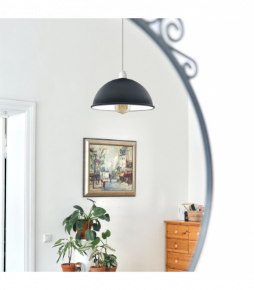 Vintage Black Inner White Industrial Easy Fit Dome Shaped Lamp Shade Pendant, Wall Light Metal E27 Light Fitting 60W