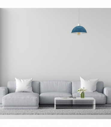 Vintage Blue Industrial Easy Fit Dome Shaped Lamp Shade Ceiling, Pendant, Wall Light Metal E27 Light Fitting