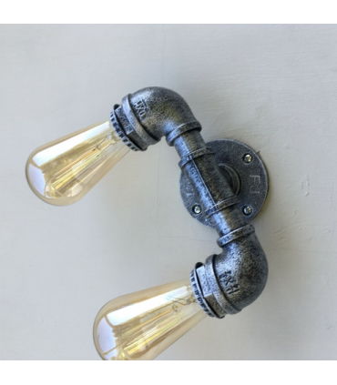 Vintage Brushed Copper Metal Water Pipe Double Head Wall Light~2066