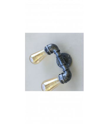 Vintage Brushed Copper Metal Water Pipe Double Head Wall Light~2066