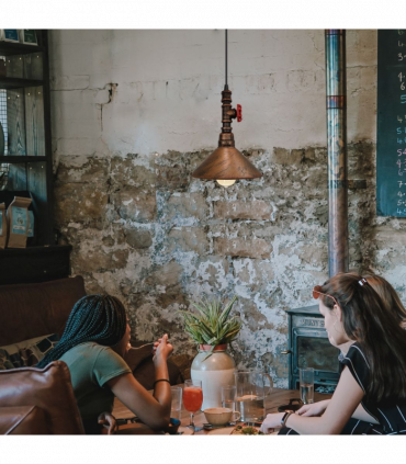 Vintage Brushed Copper ceiling pendent light metal shade E2adjustable cable