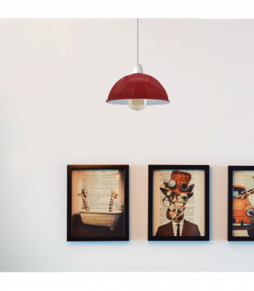 Vintage Burgandy Industrial Easy Fit Dome Shaped Lamp Shade Ceiling, Pendant, Wall Light Metal E27 Light Fitting 60W