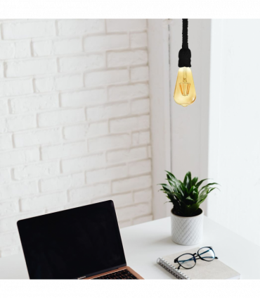 Vintage Ceiling Pendant Light 1m Black Colour Hemp Rope Hanging Lamp Lights