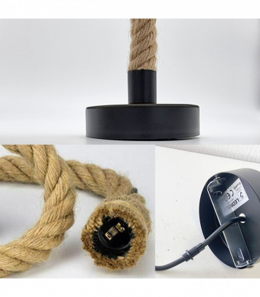 Vintage Ceiling Pendant Light 1m Brown Colour Hemp Rope Hanging Lamp Lights