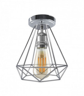 Vintage Chrome Colour Retro Ceiling Light Fixtures Metal Semi Flush Screw Type Lamp