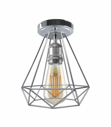 Vintage Chrome Colour Retro Ceiling Light Fixtures Metal Semi Flush Screw Type Lamp