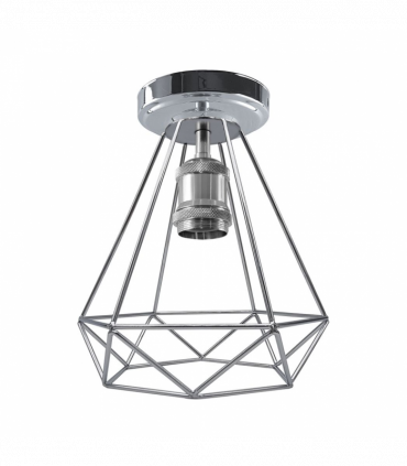 Vintage Chrome Colour Retro Ceiling Light Fixtures Metal Semi Flush Screw Type Lamp