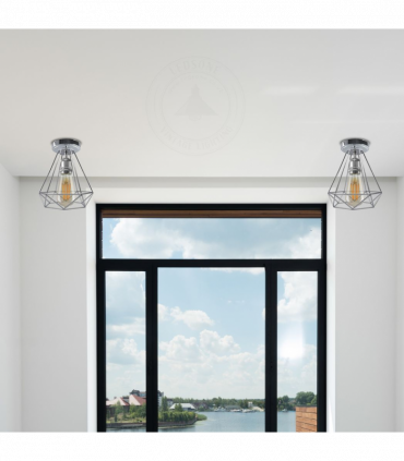 Vintage Chrome Colour Retro Ceiling Light Fixtures Metal Semi Flush Screw Type Lamp