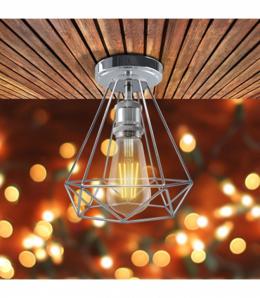 Vintage Chrome Colour Retro Ceiling Light Fixtures Metal Semi Flush Screw Type Lamp