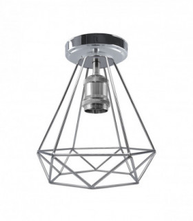 Vintage Chrome Colour Retro Light Fixtures Metal Semi Flush Mount  Screw Type Edison Ceiling Lamp