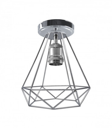 Vintage Chrome Colour Retro Light Fixtures Metal Semi Flush Mount  Screw Type Edison Ceiling Lamp