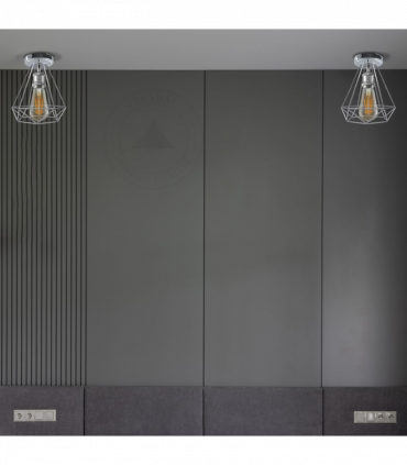 Vintage Chrome Colour Retro Light Fixtures Metal Semi Flush Mount  Screw Type Edison Ceiling Lamp