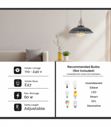 Vintage Industrial Black  E27 Ceiling Hanging Light Shade Loft Style Metal Ceiling Pendant Lamp